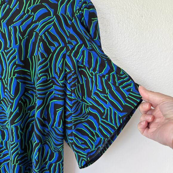 Michael Kors Liquid Knit blue black short sleeve blouse size 3X - Picture 5 of 10